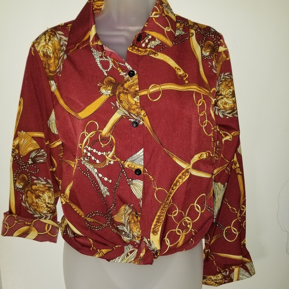 Printed button down blouse - Picture 2 of 7